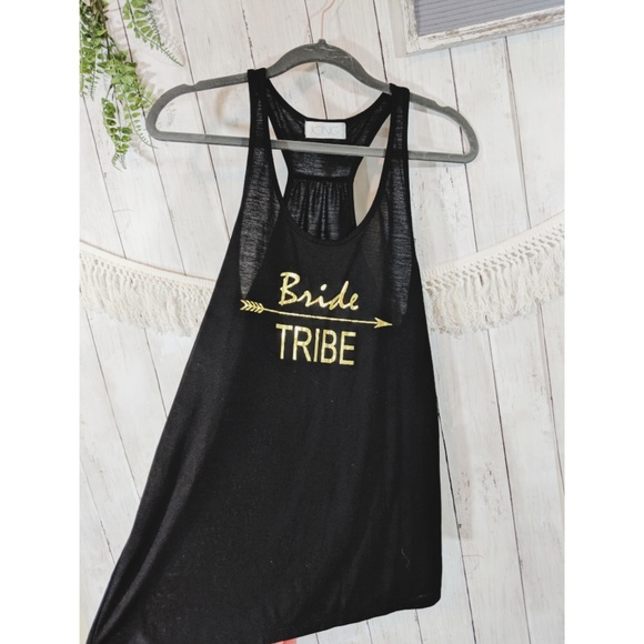 BRIDE TRIBE wedding tank top bridal gold black